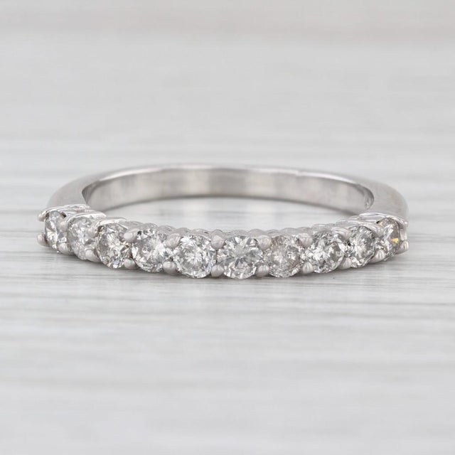 Silver 0.90ctw Diamond Wedding Band 14k White Gold Size 10 Stackable Annivesary Ring For Sale - Image 8 of 8