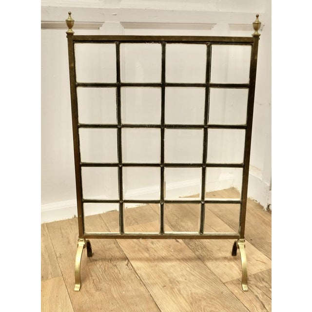 Metal Victorian Art Nouveau Fire Screen in Brass and Glass For Sale - Image 7 of 7