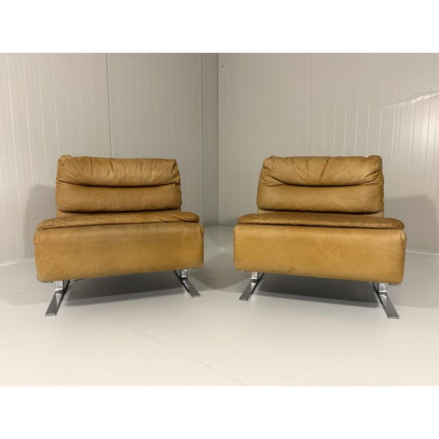 1960s Special Lounge Chairs in Leather and Chrome, 1960s, Set of 2 For Sale - Image 5 of 18