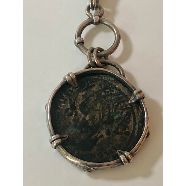 1990s Roman Coin Sterling Silver Necklace For Sale - Image 6 of 7