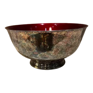 1960s Sculptural Red Enamel Bowl Reed & Barton by John Prip