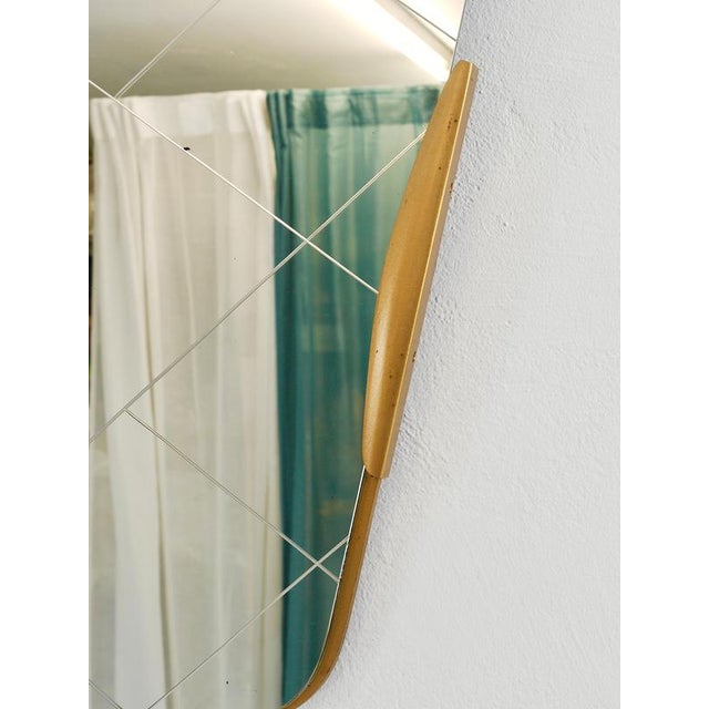 Glass Large Trapezoidal Golden Wall Mirror with Engraved Diamond Pattern by Gio Ponti, 1950s For Sale - Image 7 of 15