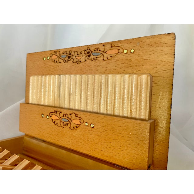 Brown Bulgarian Handpainted Wooden Cigarette Box with Original Sticker, 1950s For Sale - Image 8 of 12