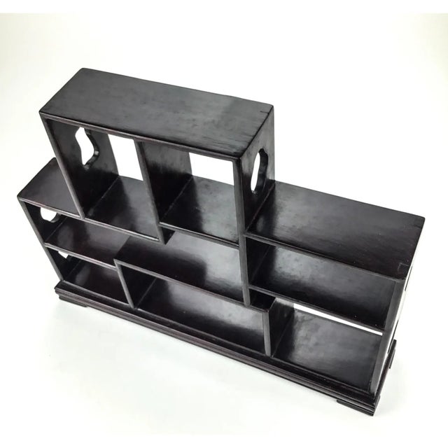 Vintage Chinese Ming Style Miniature Tabletop Rosewood Etagere For Sale In Portland, ME - Image 6 of 12