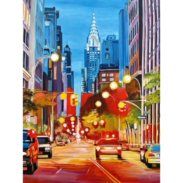 Painting of the Chrysler Building New York City - Unique Original Art by Contemporary British Artist, 2021 For Sale - Image 9 of 13
