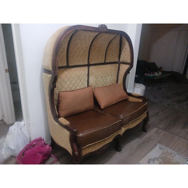 Late 20th Century French Provincial Hooded Dome Canopy Porter Loveseat For Sale In Los Angeles - Image 6 of 8