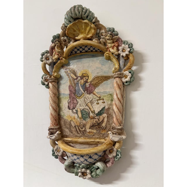 Holy Water Stoup of St. Michael the Archangel, 1950s For Sale - Image 6 of 11