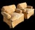 Pair of English Roll Arm Club Chairs in Mulberry Early Birds Sand Fabric With Skirted Bases, Late 20th Century For Sale - Image 4 of 9