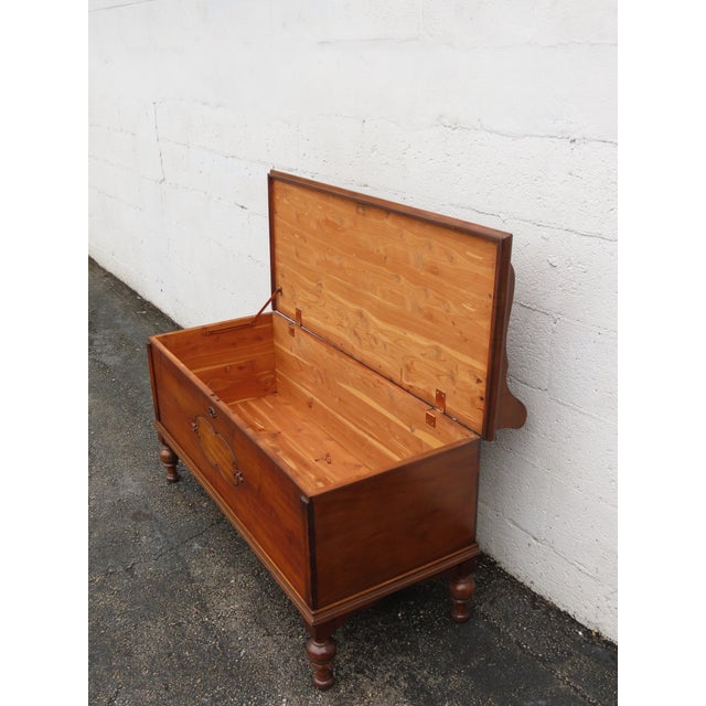 Early 1900s Carved Bench Cedar Chest Blanket Trunk 6365 For Sale In Miami - Image 6 of 12