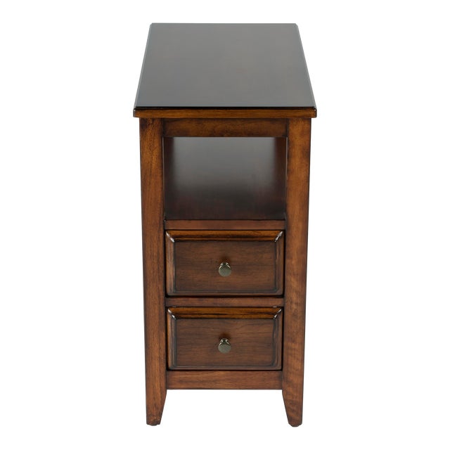 Marcus Side Table with Storage, Medium Brown For Sale