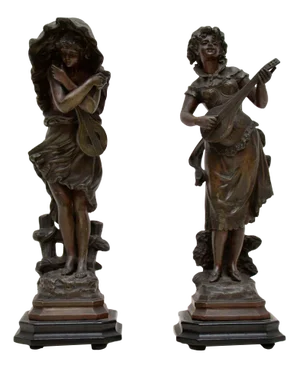 Antique Victorian Spelter Figurines, Set of 2