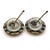 19th Century French Champlevé Enamel & Cut Glass Open a pair of Salt Cellars With Spoons - 4 pcs For Sale
