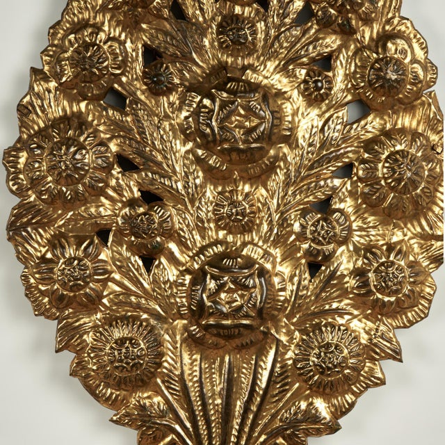 Pair of Antique Italian Brass Floral Wall Sconces For Sale - Image 13 of 15