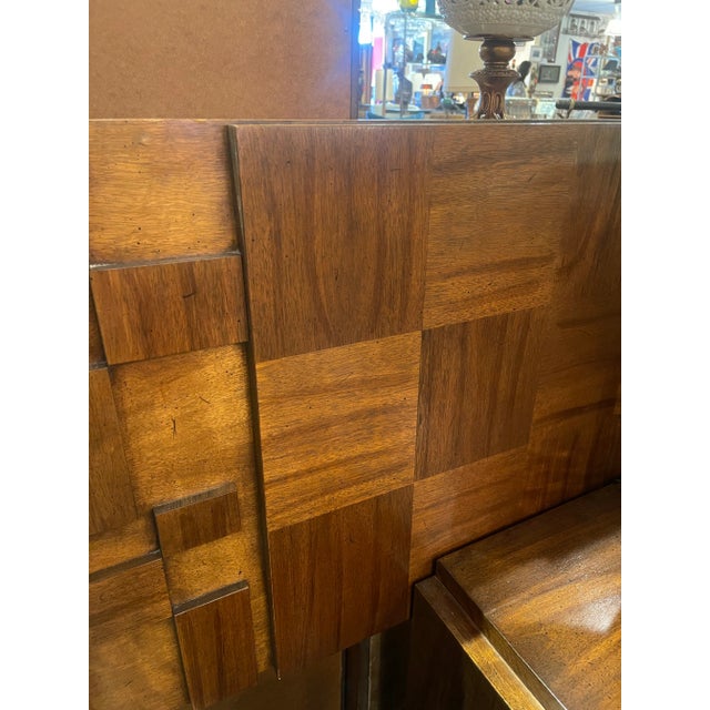 Brown 1970s Lane Staccato Brutalist Eastern/Standard King Headboard For Sale - Image 8 of 11