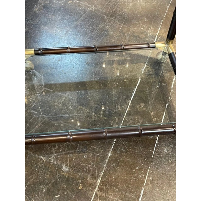 Mid 20th Century Italian Mid Century Modern Brass and Bamboo Form Bar Cart For Sale - Image 5 of 8