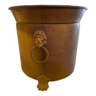 Brass Lion Head Planter For Sale
