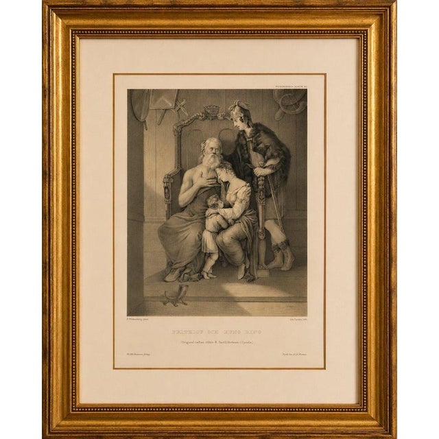 Title: Frithiof and King Ring, Swedish Romantic Lithograph after Pehr Wickenberg : An original nineteenth-century Swedish...