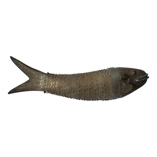 Mid 20th Century French Brass Fish Figurine For Sale