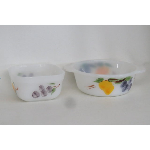 Mid 20th Century Mid 20th Century Anchor Hocking Fire King Fruit Mixing Serving Bowls Milk Glass Set of Four 4720b For Sale - Image 5 of 17
