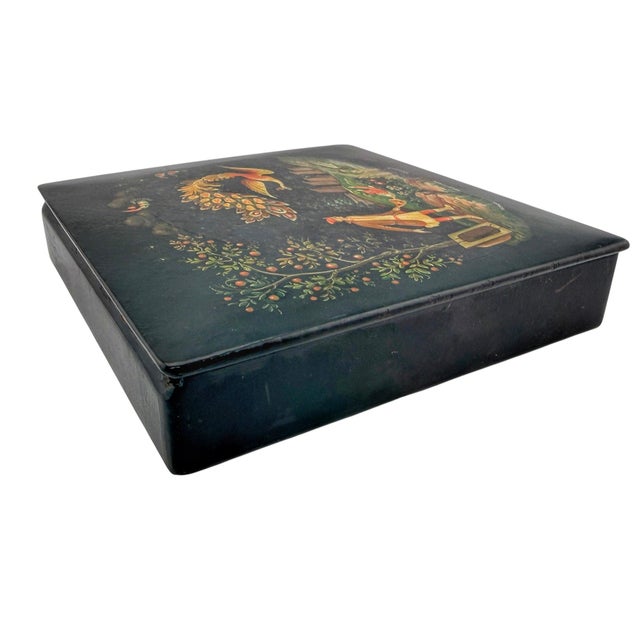 Late 20th Century Soviet Mstyora Firebird Lacquer Box Signed V. Snyatkov, circa 1980 For Sale - Image 5 of 16