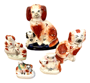 19th Century Victorian Staffordshire Dogs, 1860s, Set of 5