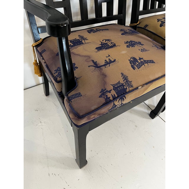 Vintage Fretwork Ming Arm Chairs- a Pair For Sale - Image 9 of 12