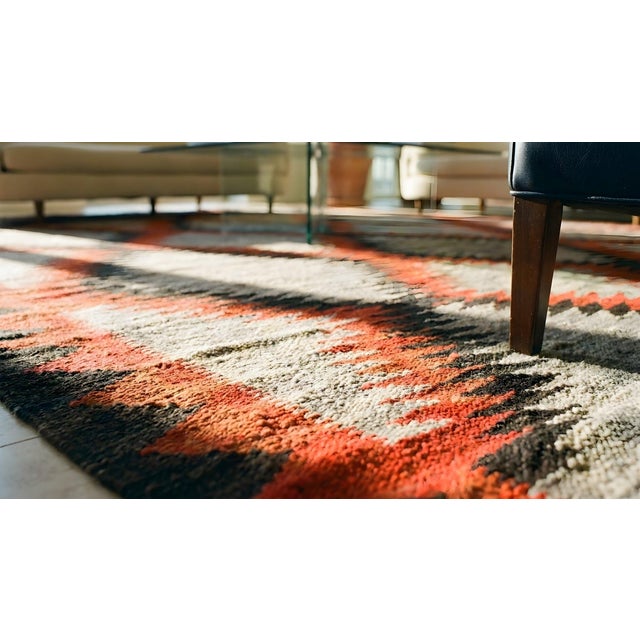 Exceptional Solid Grey Color and Diagonal Desings American Navajo Rug For Sale - Image 16 of 16