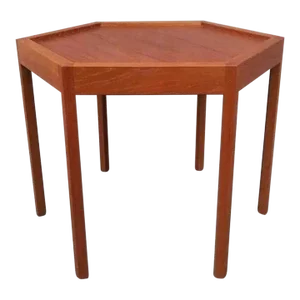 Danish Mid Century Modern Hexagonal Teak Side Table