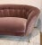 Stylish Caracole Modern Purple Velvet Sofa, tufting detail, brass finished tapered metal legs, showroom floor sample