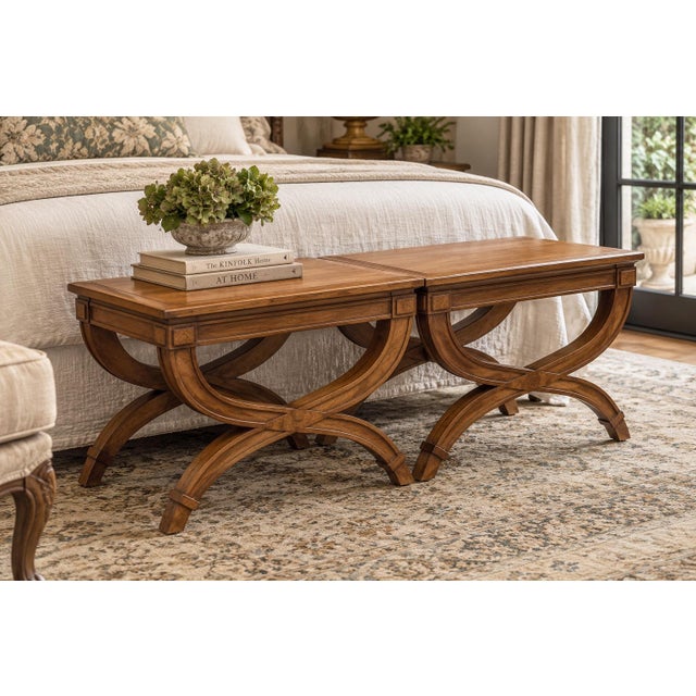 Vintage Drexel Heritage Triune Collection End Tables / Benches - A Pair For Sale - Image 11 of 12