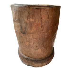Antique Rustic Wooden Mortar Primitive Vessel