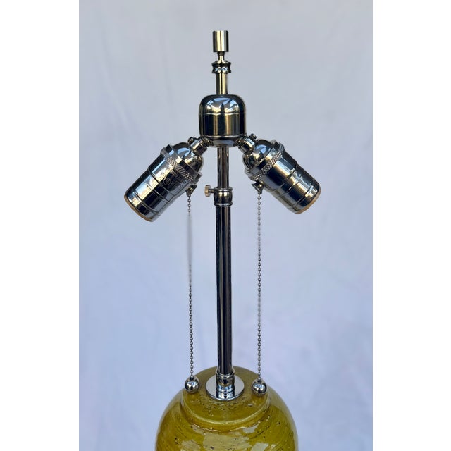 Now that's Italian! Stunning orange and yellow ceramic table lamp. Made in Italy. Newly rewired. Nickel fittings....