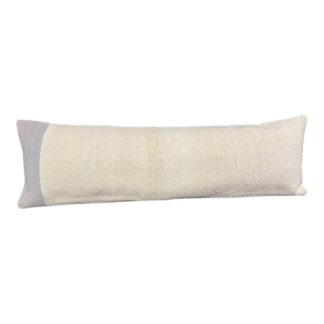 Turkish Hemp Pillow Cushion Natural Beige Sky Blue Cushion Cover 14x45 For Sale