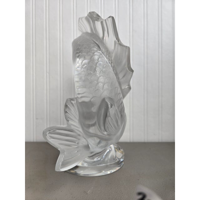 Lalique Lalique Crystal Double Fish Sculpture For Sale - Image 4 of 11