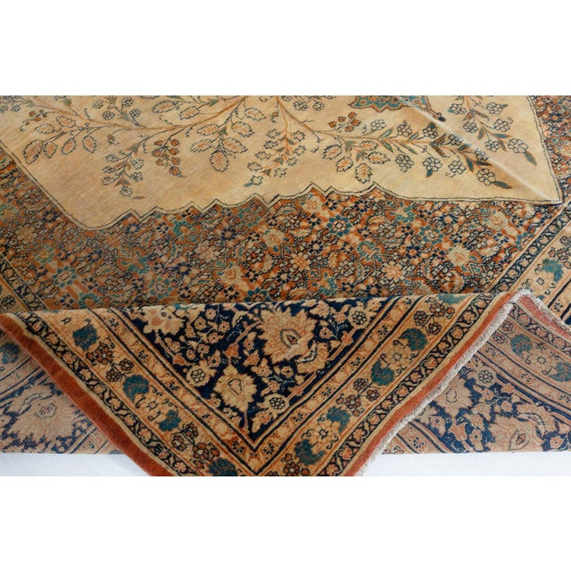 Late 19th Century 19th Century Persian Tabriz Green, Beige and Black Hand Knotted Wool Rug For Sale - Image 5 of 8