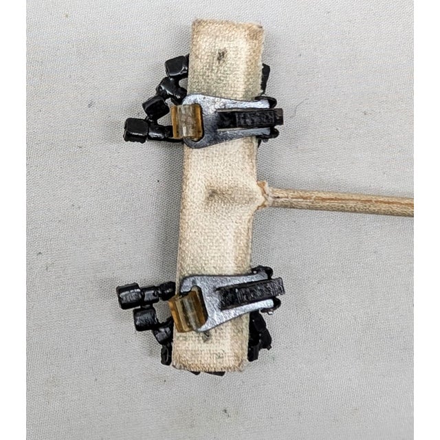 Vintage 1960s Signed Hobe Japanned Blue & White Rhinestone Clip Earrings-2 Pieces For Sale In Philadelphia - Image 6 of 7