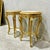 French Style Side Table Set of 2 – Beige Marble Topped With Gold Leaf Details For Sale In Miami - Image 6 of 7