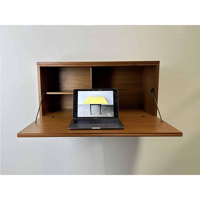 Mid-Century Wall-Mounted Illuminated Drop-Front Desk Cabinet by Beaver & Tapley For Sale - Image 6 of 12