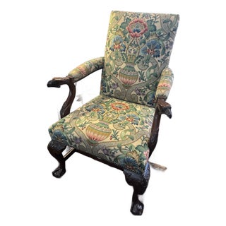 Pair of Vintage Chippendale-Style Eagle-Head Arm Chairs For Sale