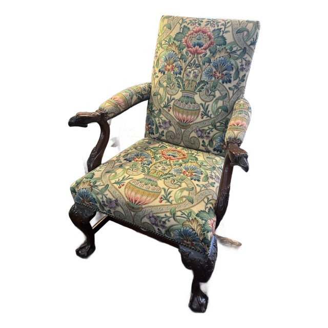 Pair of Vintage Chippendale-Style Eagle-Head Arm Chairs For Sale