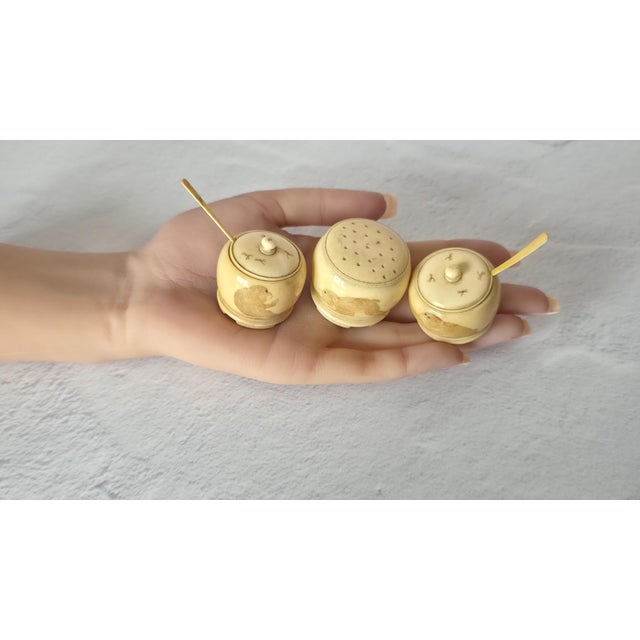 Rare Japanese Meiji Ivory Three-Piece Set With Monkeys For Sale - Image 4 of 13