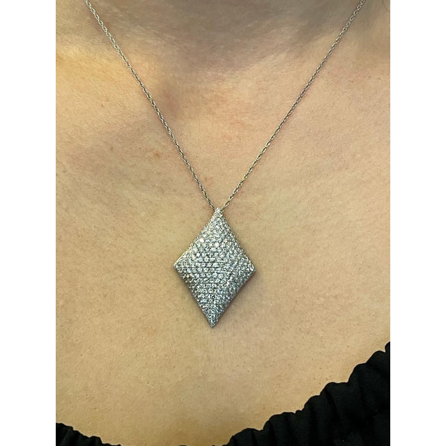 3.5 Carat VS/E Quality Diamond Pendant Necklace in 14 Karat White Gold For Sale - Image 13 of 18