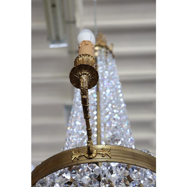 Metal Gilded Bronze and Crystal Chandelier with 10 Bulbs, Late 19th Century For Sale - Image 7 of 16