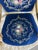 Wood Mid 20th Century French Louis XVI Style Giltwood & Navy Embroidered Velvet Fauteuils- Pair For Sale - Image 7 of 18