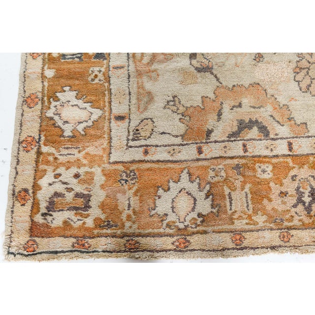 Textile Antique Turkish Oushak Rug For Sale - Image 7 of 8