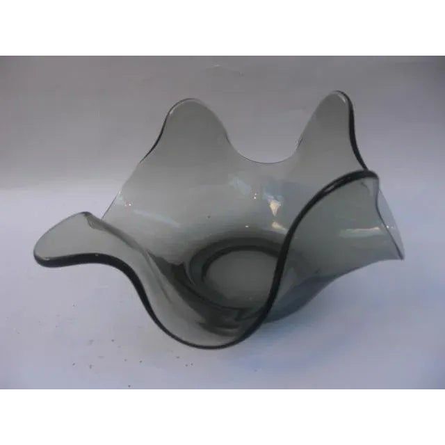 Slate Gray Mid-Century Handkerchief Glass Bowl For Sale - Image 8 of 8