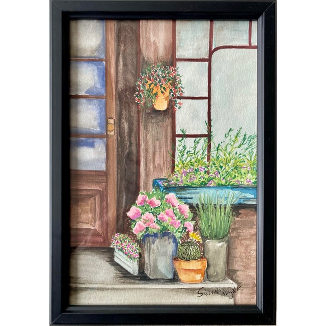 “Flower Shop” Original Botanical Watercolor Painting by Sandra Wright For Sale