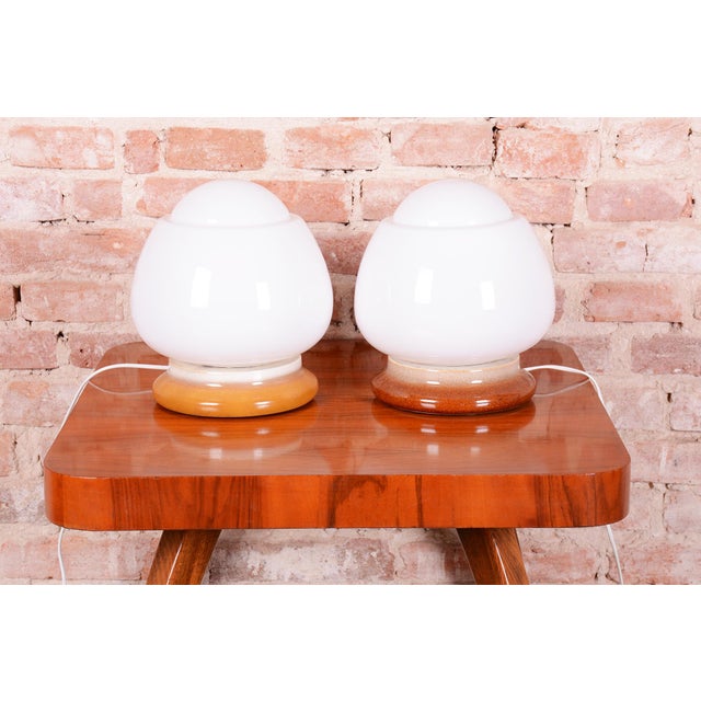 Mid-Century Modern Table Lamps in Ceramic and Opal Glass, 1950s, Set of 2 For Sale - Image 11 of 14
