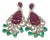 Bochic “Capri” Vintage Emerald, Ruby & Diamond Earrings Set In 18K Gold & Silv For Sale
