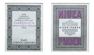 1920's Austrian Art Deco Advertisement, Gardinen + Nivea Puder